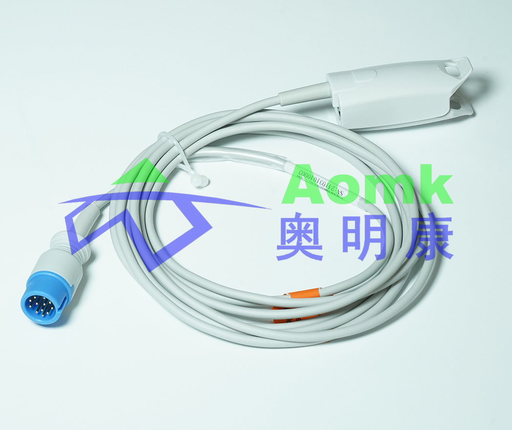 重复性脉搏血氧饱和度传感器3.0M（科曼C30 圆头12针 成人指夹数字血氧探头）003-0491
